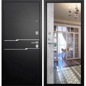 Входная дверь АНТАРЕС (Букле черный/ Магнум штукатурка светлая)