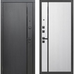 Входная дверь АЛЕГРО (Черный муар+ Черный Кварц/ Белый Софт)