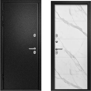 Входная дверь ВЕСТА Термо (Букле черный/ Мрамор светлый)