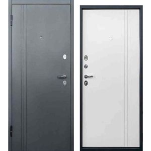 Входная дверь ЛУАРА (Бетон графит/ Экошагрень белая)