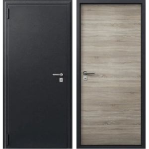 Входная дверь О-10 (Сатин черный/ Дуб светлый)