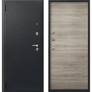 Входная дверь О-11 (Сатин черный/ Дуб светлый)
