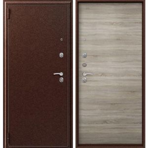 Входная дверь О-11 (Антик медь/ Дуб светлый)