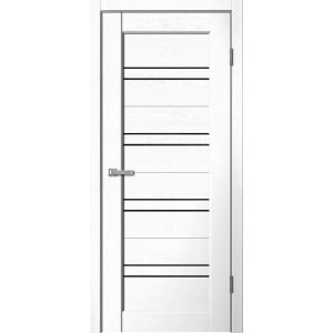 Межкомнатная дверь STATUS ST01 ПВХ Snow soft, стекло Lacobel черное