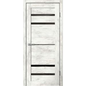 Межкомнатная дверь BARN B03 ПВХ Ель альпийская, стекло Lacobel черное