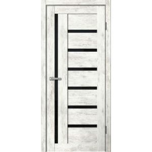 Межкомнатная дверь BARN B04 ПВХ Ель альпийская, стекло Lacobel черное