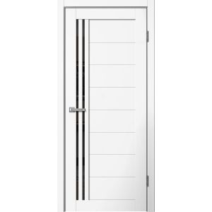 Межкомнатная дверь BARN B05 Эмалит белый, стекло Lacobel черное