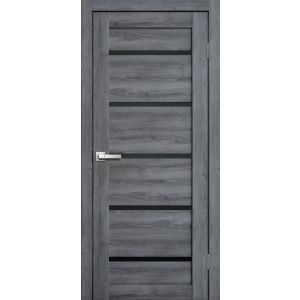Межкомнатная дверь LITE DOORS L26 Дуб стоунвуд, стекло Lacobel черное