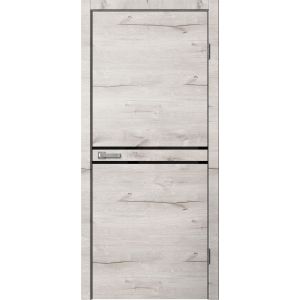 Межкомнатная дверь LF03 ПВХ Дуб арктик, молдинг Черный