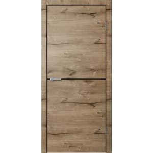 Межкомнатная дверь LF02 ПВХ Дуб пацифик, молдинг Черный