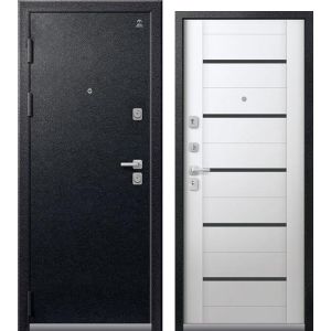 Входная дверь С-107 (Черный муар/ Сноу)