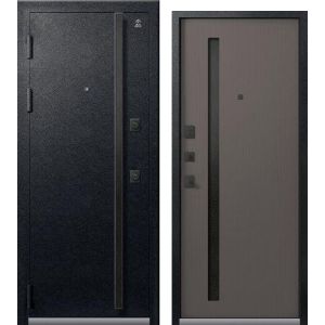 Входная дверь LUX-11 (Черный муар/ Ясень пепельный)
