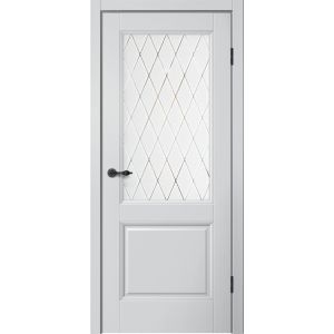 Межкомнатная дверь MONE M93 Эмалит серебристый, матовое стекло Английская решетка