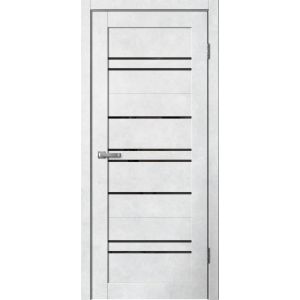 Межкомнатная дверь BARN B02 ПВХ Бетон светлый, стекло Lacobel черное