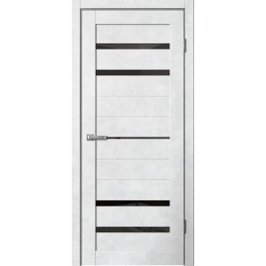 Межкомнатная дверь BARN B03 ПВХ Бетон светлый, стекло Lacobel черное