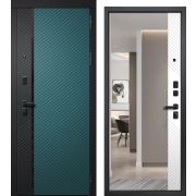 Входная дверь ДИЛАЙН Верде (Черный муар+ Velluto Verde/ Черная шагрень+ Velluto Bianco)