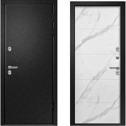 Входная дверь ВЕСТА Термо (Букле черный/ Мрамор светлый)