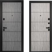 Входная дверь ОРФЕЙ-200 (Сатин черный+ Холст графит/ Холст натуральный)