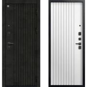 Входная дверь V-15 (Черный муар/ Бетон тёмный-Софт ясень белый)