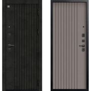 Входная дверь V-15 (Черный муар/ Бетон тёмный-Софт ясень грей)