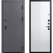 Входная дверь V-18 (Черный муар/ Кашемир графит-Кашемир белый)