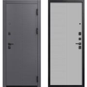 Входная дверь V-18 (Черный муар/ Кашемир графит-Кашемир сильвер)