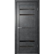Межкомнатная дверь BARN B03 ПВХ Бетон темный, стекло Lacobel черное