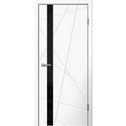 Межкомнатная дверь LINE02 ПВХ Белый, стекло Lacobel черное