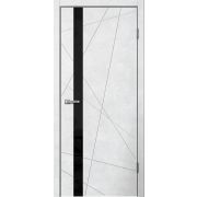 Межкомнатная дверь LINE02 ПВХ Бетон светлый, стекло Lacobel черное