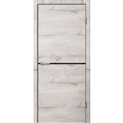 Межкомнатная дверь LF02 ПВХ Дуб арктик, молдинг Черный