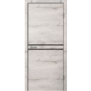 Межкомнатная дверь LF03 ПВХ Дуб арктик, молдинг Черный