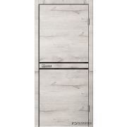 Межкомнатная дверь LF03 (К4) ПВХ Дуб арктик, черная ПВХ кромка с 4х сторон, молдинг Черный