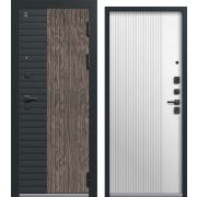 Входная дверь С-110 (Черный муар Кварц черный+ Орех мокко/ Софт ясень белый)