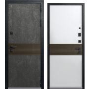 Входная дверь LUX-2 (Черный муар+ Серый камень+ Миндаль рифленый/ Кашемир белый+ Миндаль рифленый)