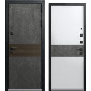 Входная дверь LUX-2 (Черный муар+ Серый камень+ Миндаль рифленый/ Кашемир белый+ Серый камень)
