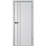 Межкомнатная дверь TRINITY TR02 GVI Сильвер, (черный молдинг и алюм.кромка с 4-х сторон, магнитная защелка)