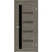 Межкомнатная дверь экошпон XLINE 1 со стеклом без притвора Рустик гри